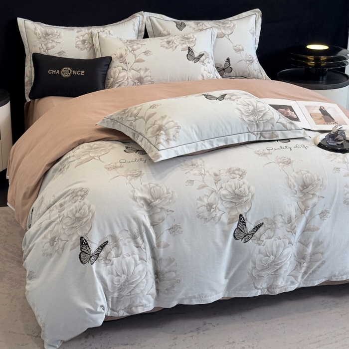 91家纺网 家纺一手货源 找家纺 雲归梦 2025新款全棉火山磨毛精梳棉生态磨毛纯棉四件套 墨雨人间