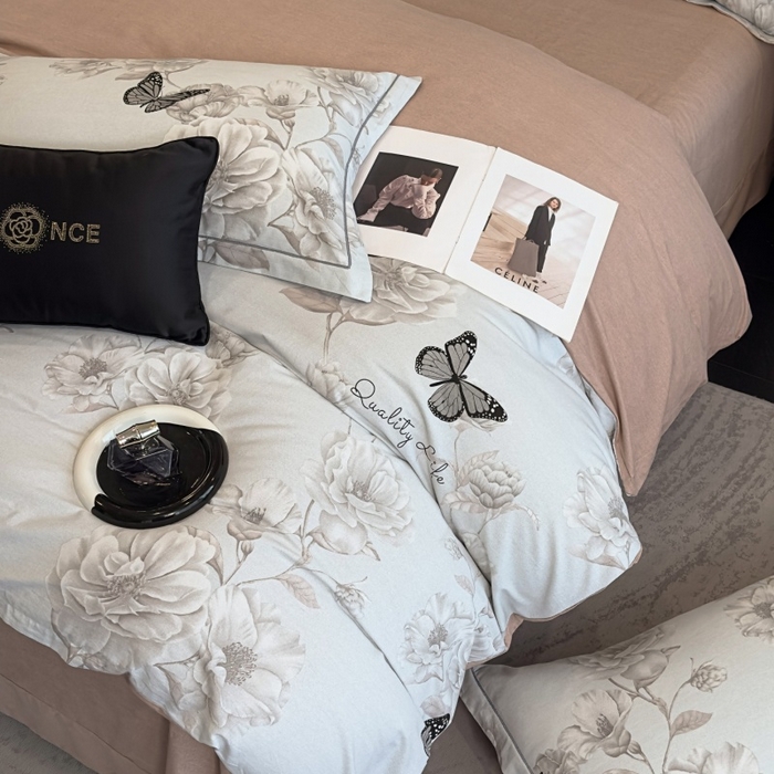 91家纺网 家纺一手货源 找家纺 雲归梦 2025新款全棉火山磨毛精梳棉生态磨毛纯棉四件套 墨雨人间