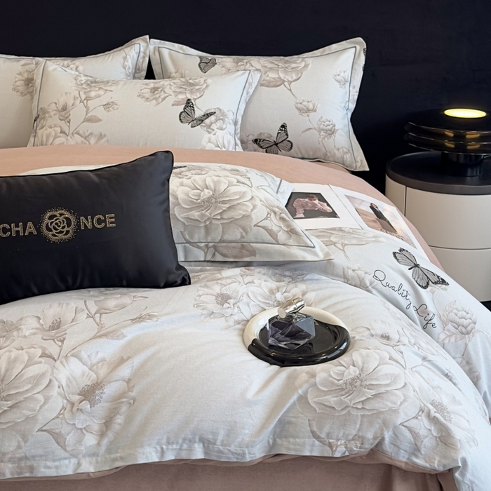 91家纺网 家纺一手货源 找家纺 雲归梦 2025新款全棉火山磨毛精梳棉生态磨毛纯棉四件套 墨雨人间