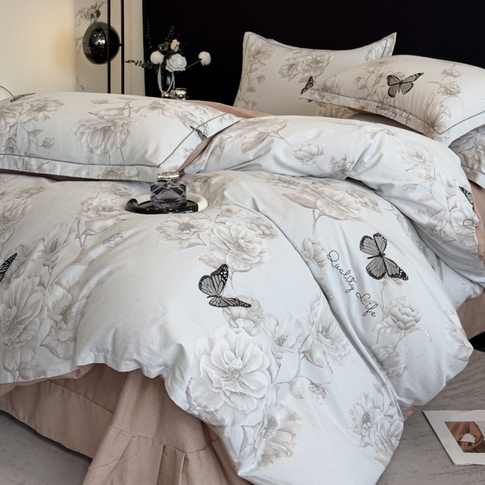 91家纺网 家纺一手货源 找家纺 雲归梦 2025新款全棉火山磨毛精梳棉生态磨毛纯棉四件套 墨雨人间