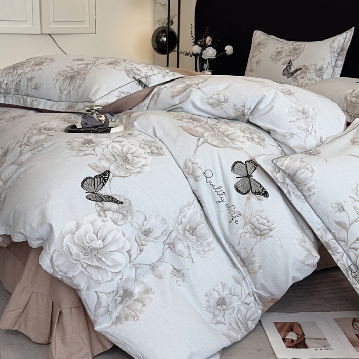 91家纺网 家纺一手货源 找家纺 雲归梦 2025新款全棉火山磨毛精梳棉生态磨毛纯棉四件套 墨雨人间