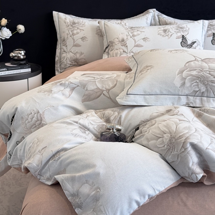 91家纺网 家纺一手货源 找家纺 雲归梦 2025新款全棉火山磨毛精梳棉生态磨毛纯棉四件套 墨雨人间