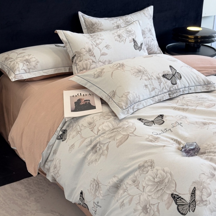 91家纺网 家纺一手货源 找家纺 雲归梦 2025新款全棉火山磨毛精梳棉生态磨毛纯棉四件套 墨雨人间