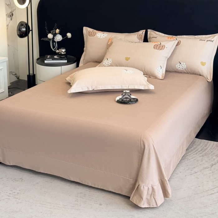 91家纺网 家纺一手货源 找家纺 雲归梦 2025新款全棉火山磨毛精梳棉生态磨毛纯棉四件套 南瓜甜心咖