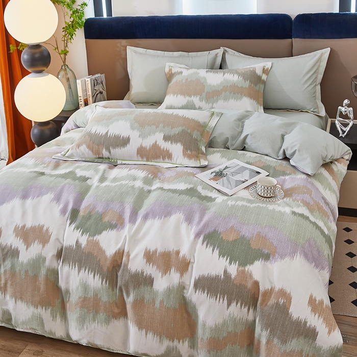 91家纺网 家纺一手货源 找家纺 雲归梦 2025新款全棉火山磨毛精梳棉生态磨毛纯棉四件套 欧雅 绿