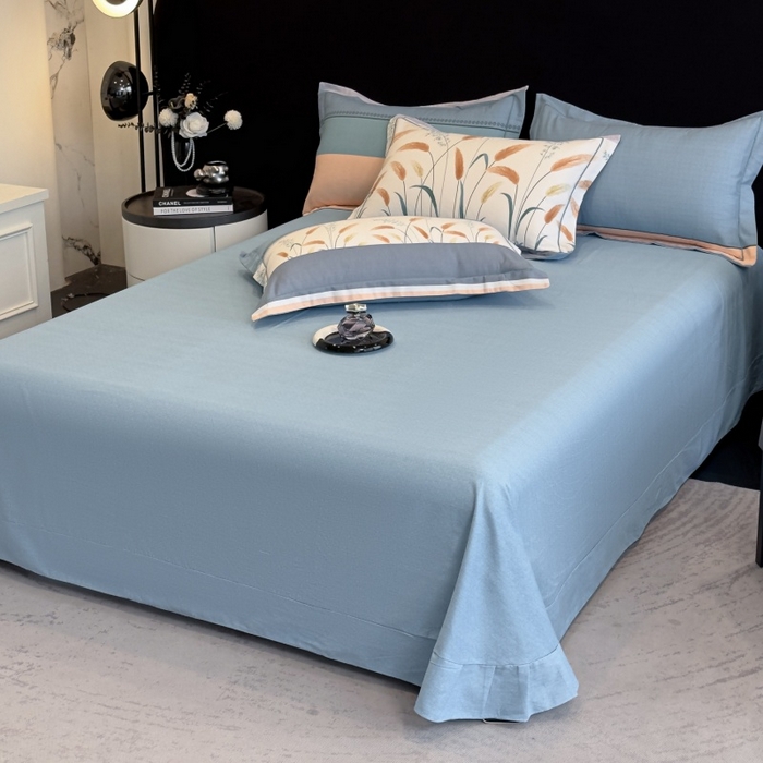 91家纺网 家纺一手货源 找家纺 雲归梦 2025新款全棉火山磨毛精梳棉生态磨毛纯棉四件套 飘摇蓝