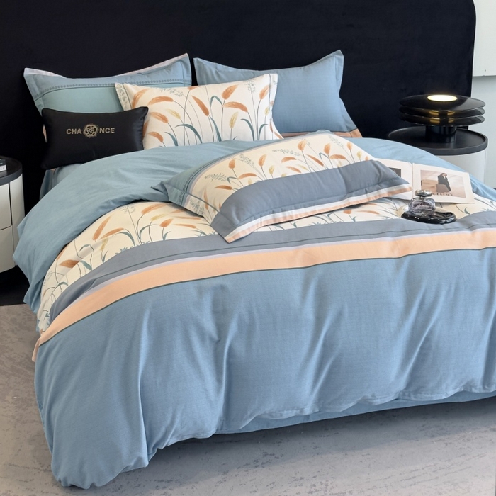 91家纺网 家纺一手货源 找家纺 雲归梦 2025新款全棉火山磨毛精梳棉生态磨毛纯棉四件套 飘摇蓝