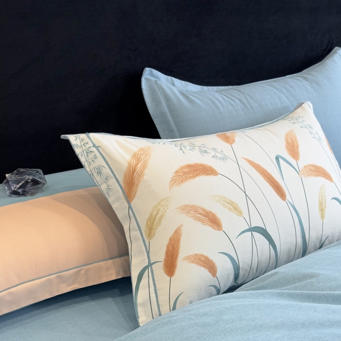 91家纺网 家纺一手货源 找家纺 雲归梦 2025新款全棉火山磨毛精梳棉生态磨毛纯棉四件套 飘摇蓝