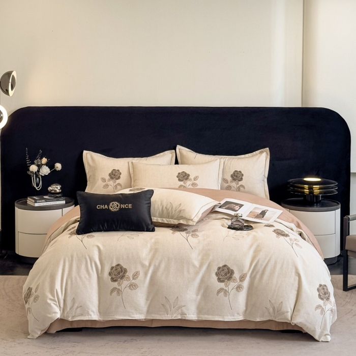 雲归梦 2025新款全棉火山磨毛精梳棉生态磨毛纯棉四件套 倩影棕