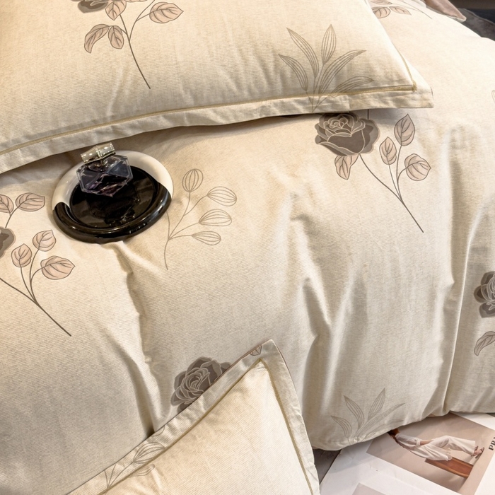 91家纺网 家纺一手货源 找家纺 雲归梦 2025新款全棉火山磨毛精梳棉生态磨毛纯棉四件套 倩影棕