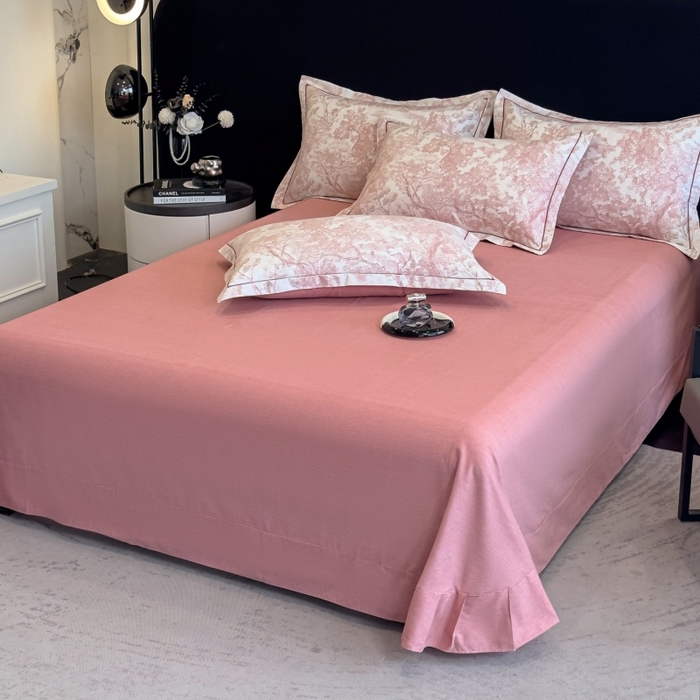 91家纺网 家纺一手货源 找家纺 雲归梦 2025新款全棉火山磨毛精梳棉生态磨毛纯棉四件套 沁语繁花粉