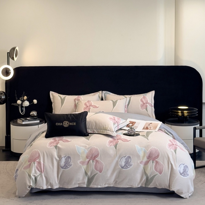 雲归梦 2025新款全棉火山磨毛精梳棉生态磨毛纯棉四件套 轻盈花语豆沙