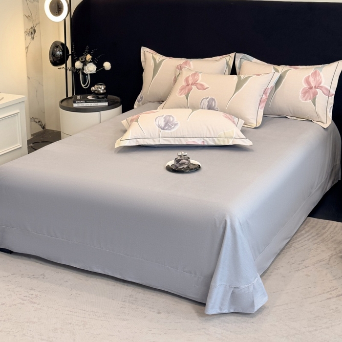 91家纺网 家纺一手货源 找家纺 雲归梦 2025新款全棉火山磨毛精梳棉生态磨毛纯棉四件套 轻盈花语豆沙