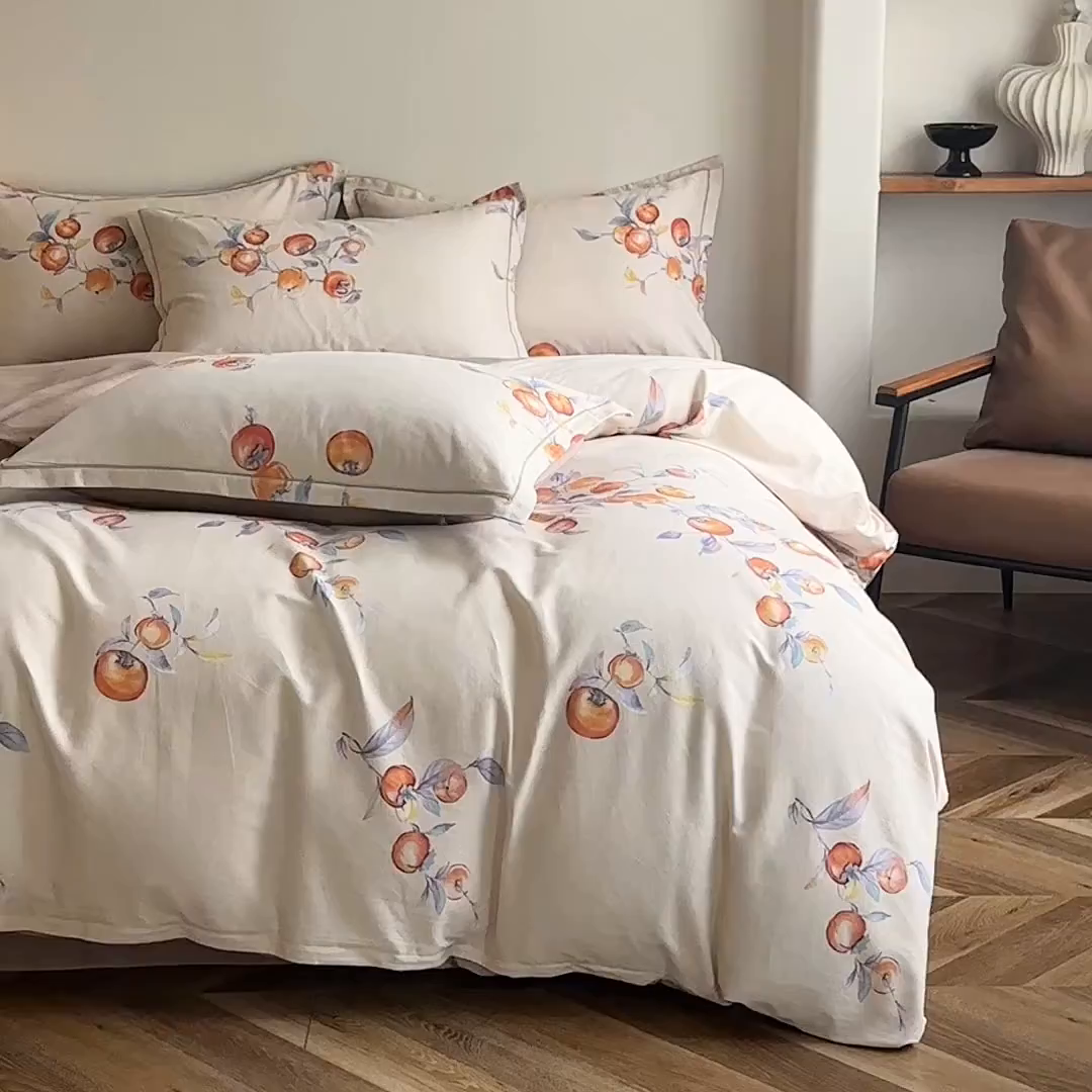 91家纺网 家纺一手货源 找家纺 雲归梦 2025新款全棉火山磨毛精梳棉生态磨毛纯棉四件套 事事如意