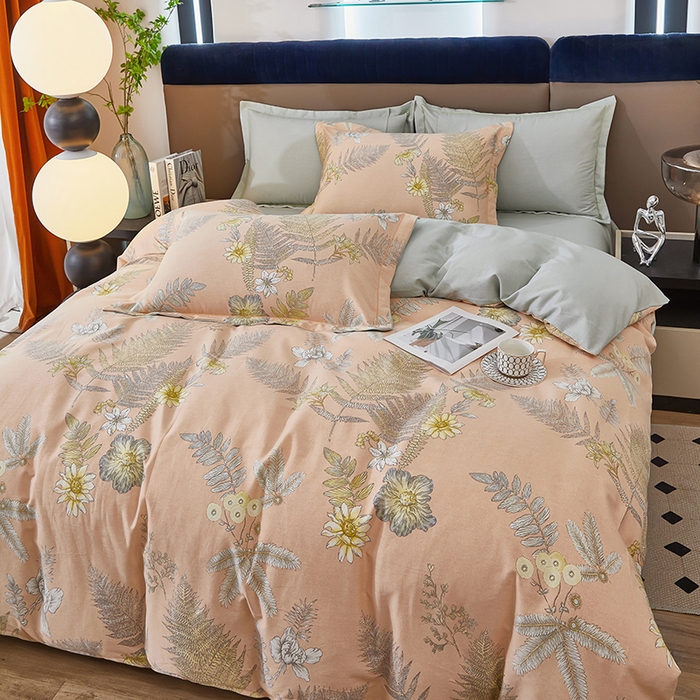 91家纺网 家纺一手货源 找家纺 雲归梦 2025新款全棉火山磨毛精梳棉生态磨毛纯棉四件套 香叶青春