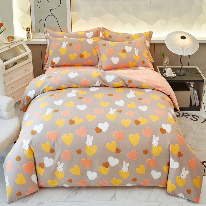 91家纺网 家纺一手货源 找家纺 雲归梦 2025新款全棉火山磨毛精梳棉生态磨毛纯棉四件套 星晴 咖