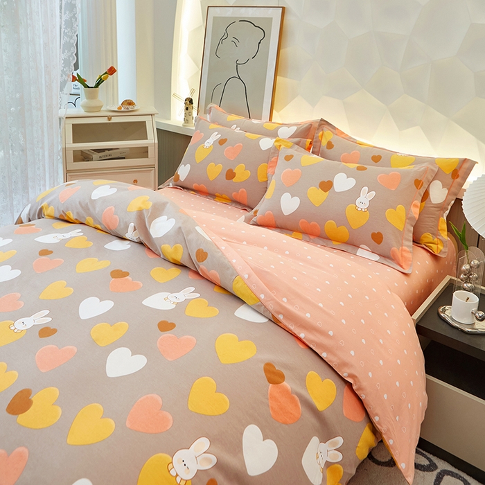 91家纺网 家纺一手货源 找家纺 雲归梦 2025新款全棉火山磨毛精梳棉生态磨毛纯棉四件套 星晴 咖