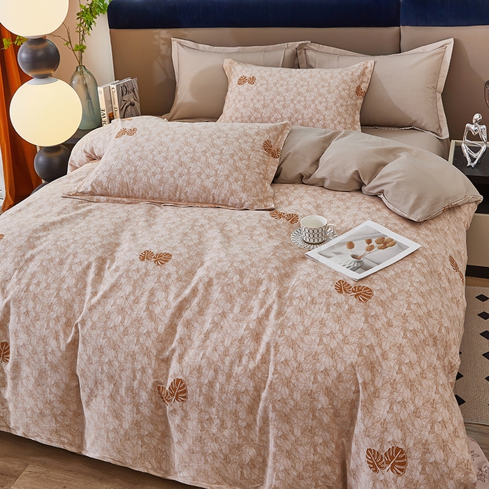 91家纺网 家纺一手货源 找家纺 雲归梦 2025新款全棉火山磨毛精梳棉生态磨毛纯棉四件套 悠悠叶