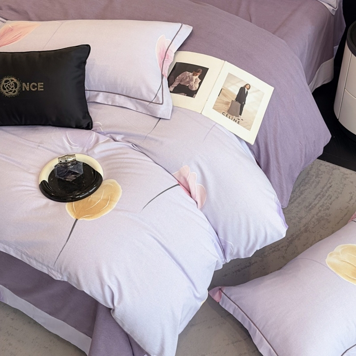 91家纺网 家纺一手货源 找家纺 雲归梦 2025新款全棉火山磨毛精梳棉生态磨毛纯棉四件套 知画紫