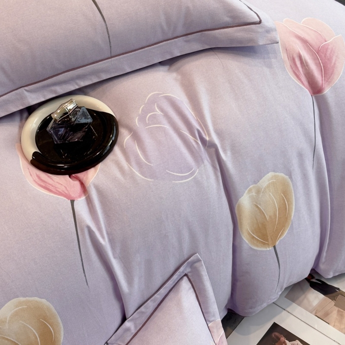 91家纺网 家纺一手货源 找家纺 雲归梦 2025新款全棉火山磨毛精梳棉生态磨毛纯棉四件套 知画紫