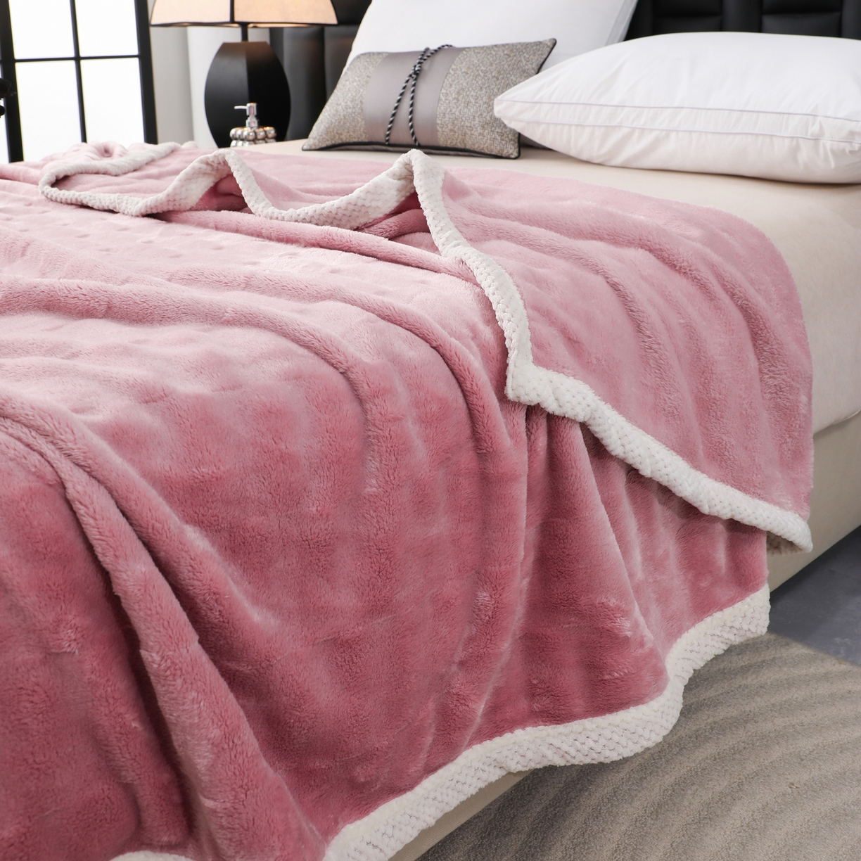 91家纺网 家纺一手货源 找家纺 （总）梦洋家纺 2025新款双面兔毛绒毛毯