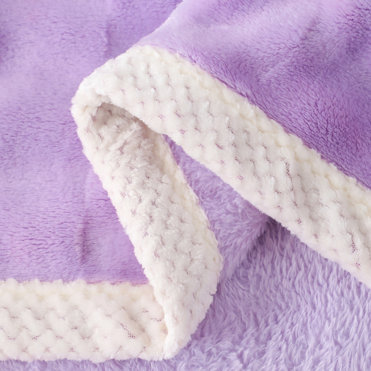 91家纺网 家纺一手货源 找家纺 梦洋家纺 2025新款双面兔毛绒毛毯 紫色