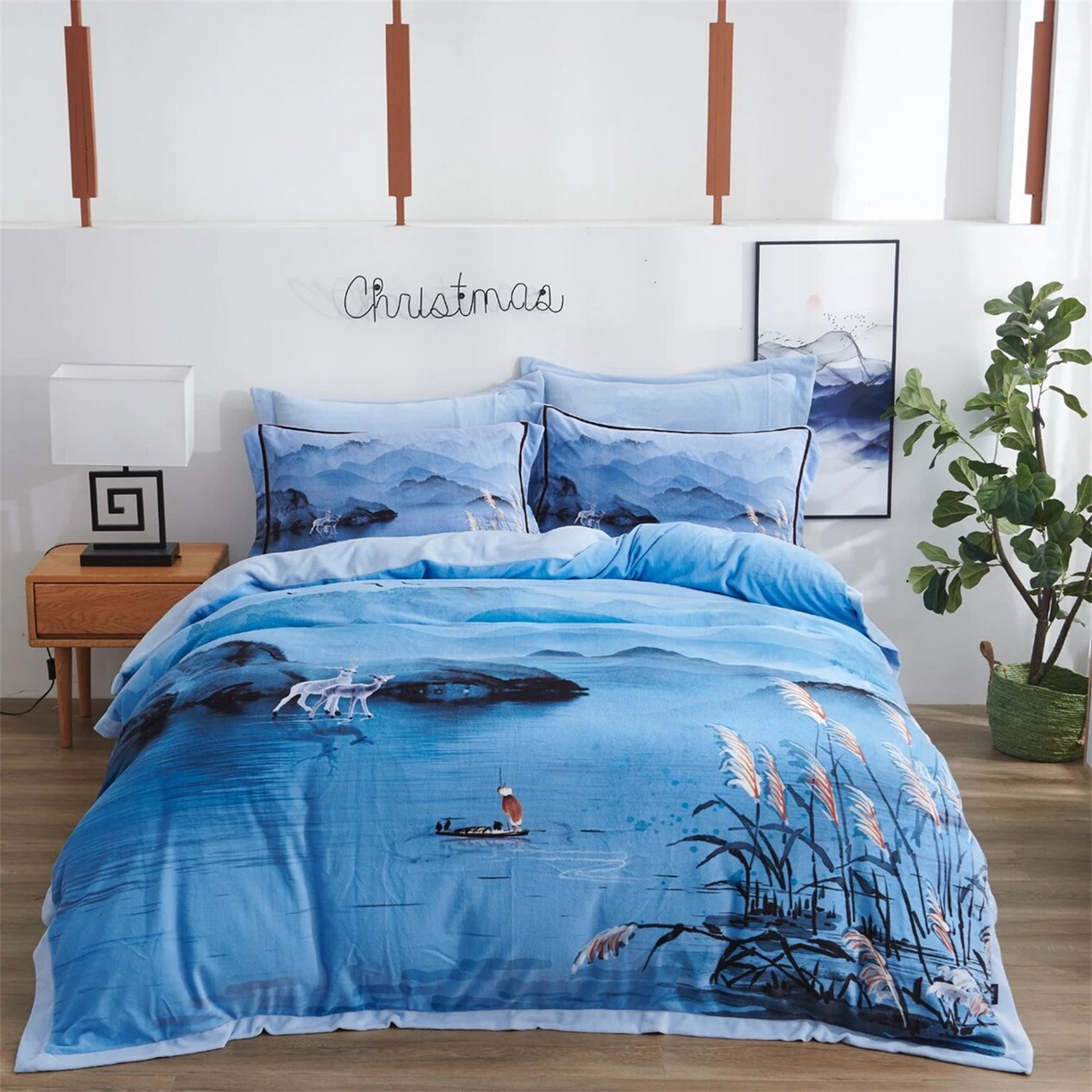 91家纺网 家纺一手货源 找家纺 （总）芯丝路枕业 2025新款牛奶绒高清数码印花工艺款四件套(220g)