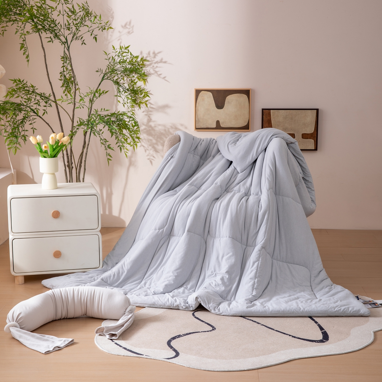 91家纺网 家纺一手货源 找家纺 LADYCOCO可可家居 2025新款LULU恒温水洗德绒被被子被芯 雅士灰