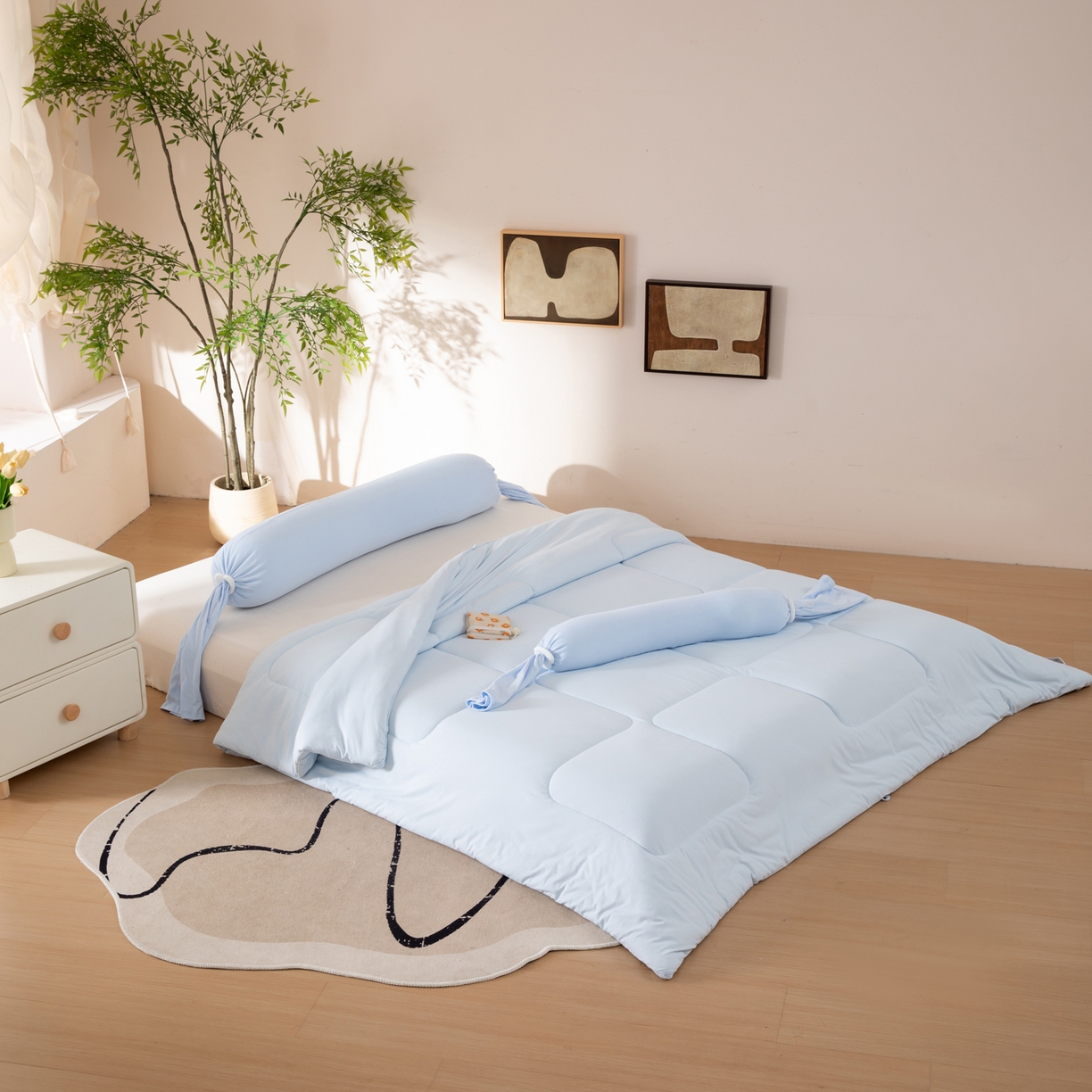 91家纺网 家纺一手货源 找家纺 LADYCOCO可可家居 2025新款LULU恒温水洗德绒被被子被芯 天蓝色