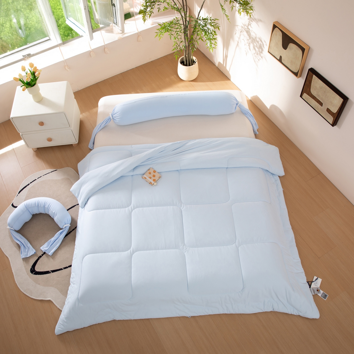 91家纺网 家纺一手货源 找家纺 LADYCOCO可可家居 2025新款LULU恒温水洗德绒被被子被芯 天蓝色