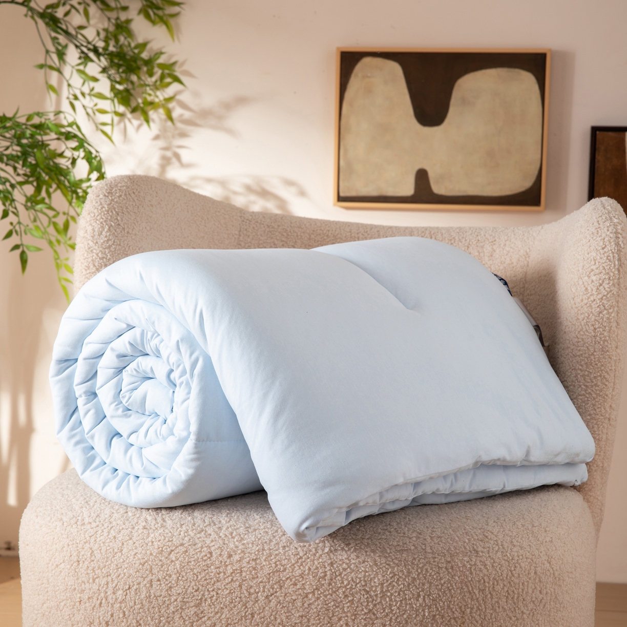 91家纺网 家纺一手货源 找家纺 LADYCOCO可可家居 2025新款LULU恒温水洗德绒被被子被芯 天蓝色