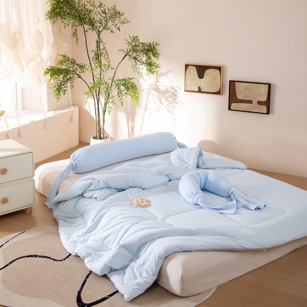 91家纺网 家纺一手货源 找家纺 LADYCOCO可可家居 2025新款LULU恒温水洗德绒被被子被芯 天蓝色