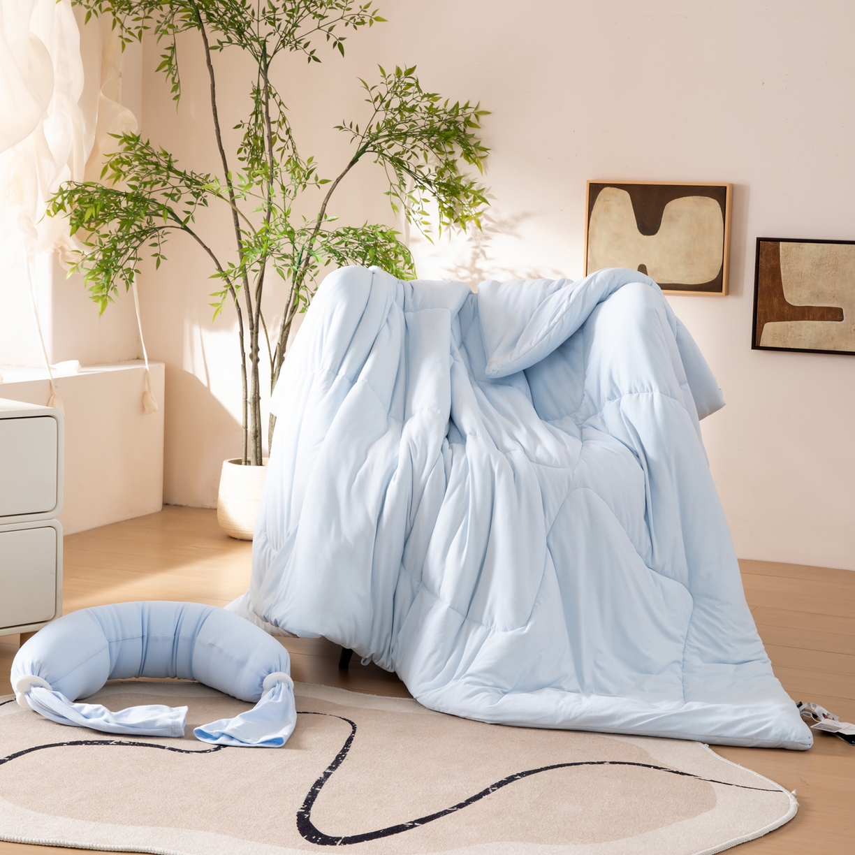 91家纺网 家纺一手货源 找家纺 LADYCOCO可可家居 2025新款LULU恒温水洗德绒被被子被芯 天蓝色