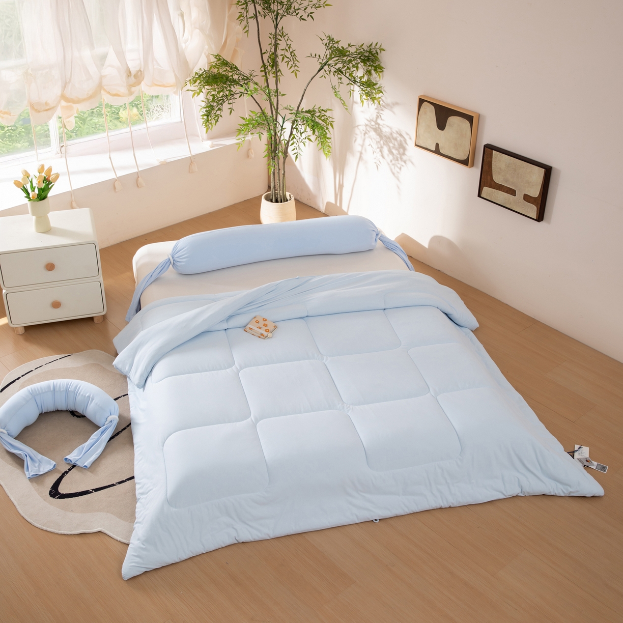 91家纺网 家纺一手货源 找家纺 LADYCOCO可可家居 2025新款LULU恒温水洗德绒被被子被芯 天蓝色