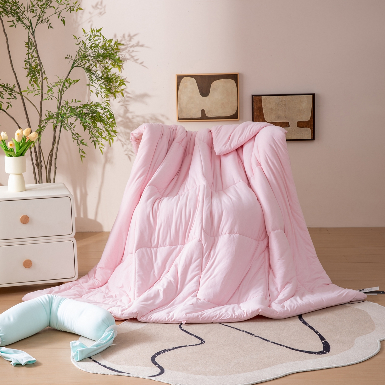 91家纺网 家纺一手货源 找家纺 LADYCOCO可可家居 2025新款LULU恒温水洗德绒被被子被芯 樱粉色