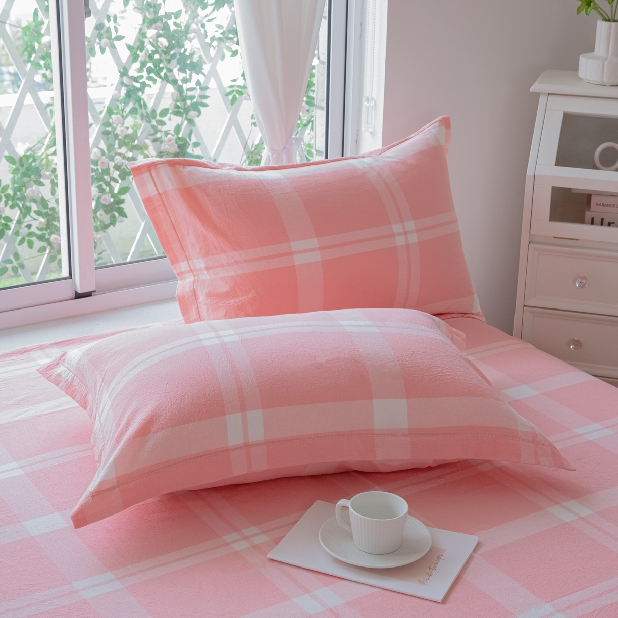 91家纺网 家纺一手货源 找家纺 木易家居 2026新款100%全棉纯棉加厚四件套（礼盒包装）（提供买家秀）玫瑰之约粉