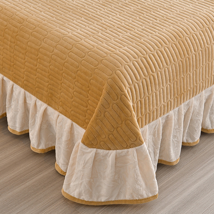 91家纺网 家纺一手货源 找家纺 星窝家纺 2025新款雕花绒床盖四件套 控价标准139（直播拼多多淘宝）灵动奶白+咖