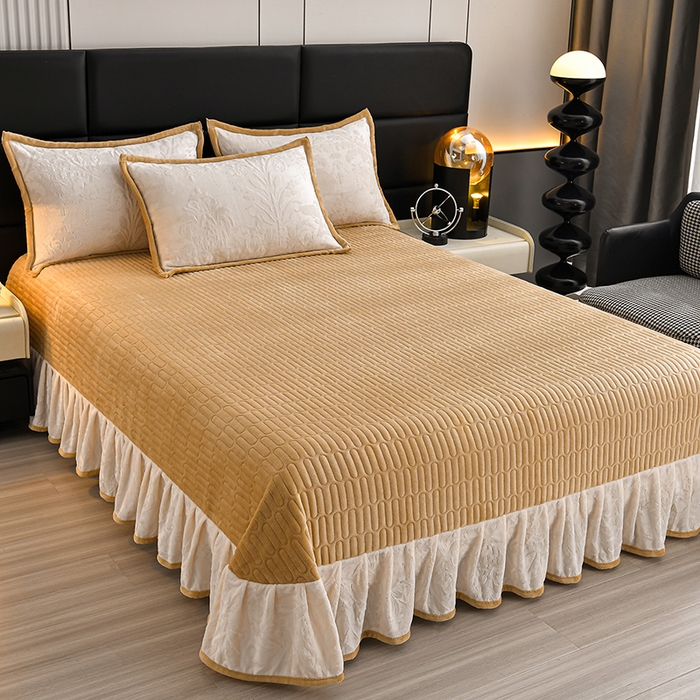 91家纺网 家纺一手货源 找家纺 星窝家纺 2025新款雕花绒床盖四件套 控价标准139（直播拼多多淘宝）灵动奶白+咖