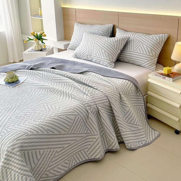 91家纺网 家纺一手货源 找家纺 春皖家纺 2025新款A类棉加绒多功能床盖 律动