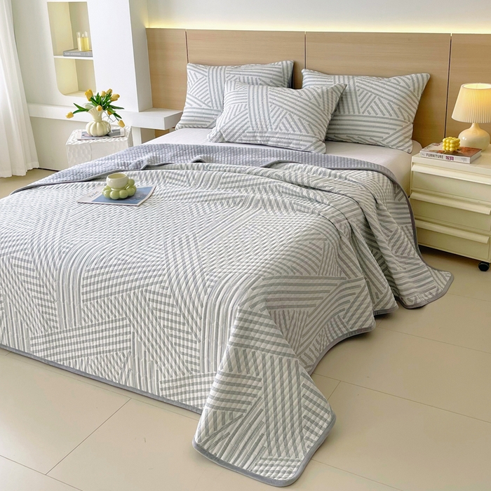 91家纺网 家纺一手货源 找家纺 春皖家纺 2025新款A类棉加绒多功能床盖 律动