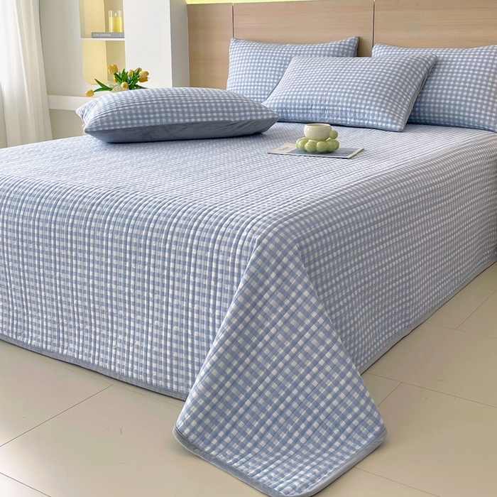 91家纺网 家纺一手货源 找家纺 春皖家纺 2025新款A类棉加绒多功能床盖 慕心蓝