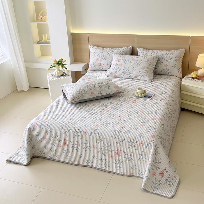 91家纺网 家纺一手货源 找家纺 春皖家纺 2025新款A类棉加绒多功能床盖 扶绿花园