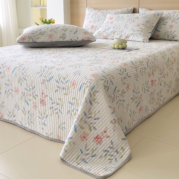 91家纺网 家纺一手货源 找家纺 春皖家纺 2025新款A类棉加绒多功能床盖 扶绿花园