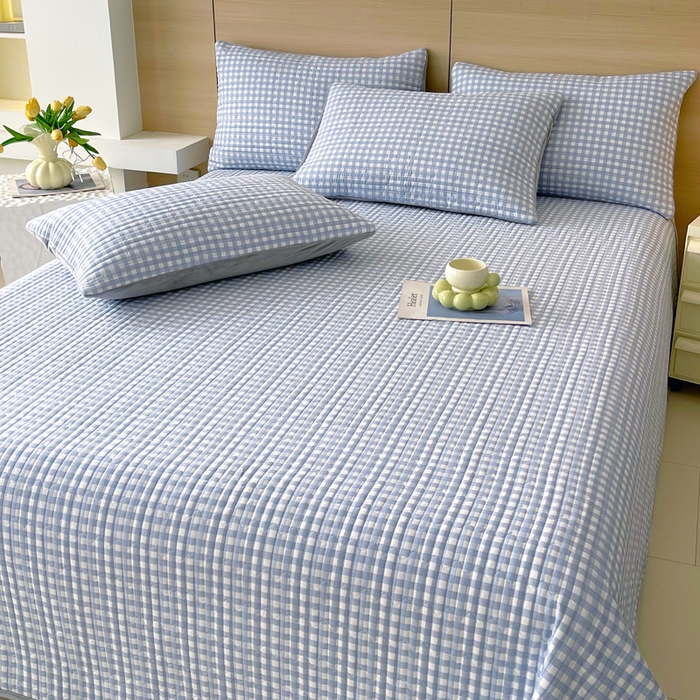 91家纺网 家纺一手货源 找家纺 春皖家纺 2025新款A类棉加绒多功能床盖 慕心蓝