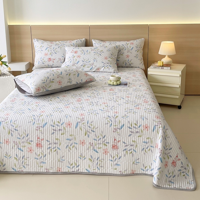 91家纺网 家纺一手货源 找家纺 春皖家纺 2025新款A类棉加绒多功能床盖 扶绿花园