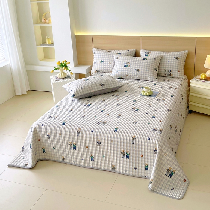 91家纺网 家纺一手货源 找家纺 春皖家纺 2025新款A类棉加绒多功能床盖 小熊乐园