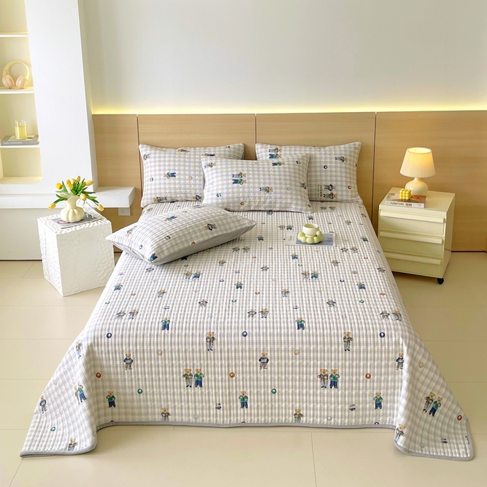 春皖家纺 2025新款A类棉加绒多功能床盖 小熊乐园