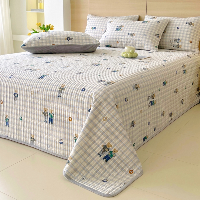 91家纺网 家纺一手货源 找家纺 春皖家纺 2025新款A类棉加绒多功能床盖 小熊乐园