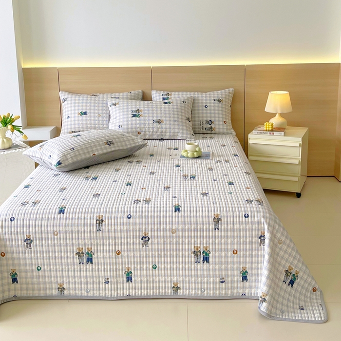 91家纺网 家纺一手货源 找家纺 春皖家纺 2025新款A类棉加绒多功能床盖 小熊乐园