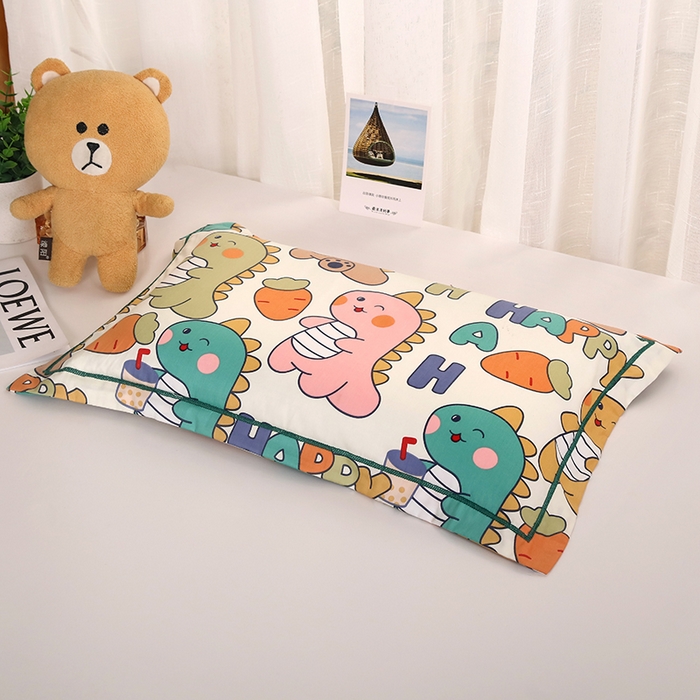 91家纺网 家纺一手货源 找家纺 明星枕业 2025新款60s长绒棉全棉儿童荞麦枕头幼儿园宝宝全荞麦壳枕芯枕套可拆洗 吃货小恐龙